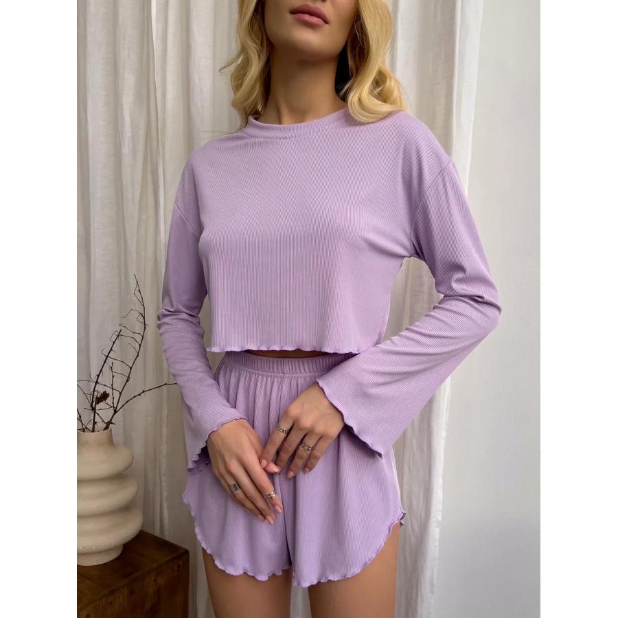 Spring Summer Women's elasticity Pajamas Set Long Sleeve Tops & Shorts Sleepwear 2 Piece Home Clothes Pyjamas women Loungewear