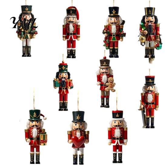 Rustic Christmas Tree Pendants Nutcracker Ornaments, Durable Wooden Hanging Figurines, Country Style Retro Holiday Gift Tags Decorations, for