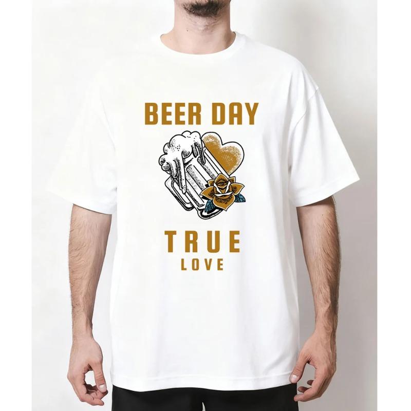 Gift For Beer Fan Modal Tshirt Beer Modal Tee Beer Day True Love Mug Heart Rose Print Unisex Comfort Daily Bar Casual TShirt