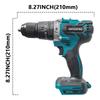 PATUOPRO 13mm Brushless Electric Impact Drill Cordless Drill Screwdriver Handheld Power Tool For Makita 18V Battery(No Battery)
