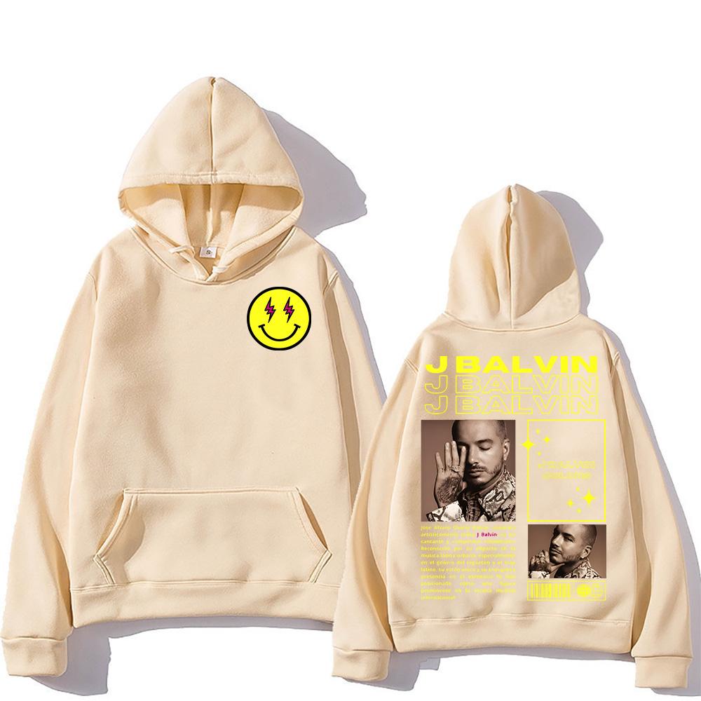 J Balvin Vintage Klasická Mikina Móda Hip Hop Pánská Dámská Mikiny Ležérní Flísová High Street Pulovry Y2K Ležérní Oblečení