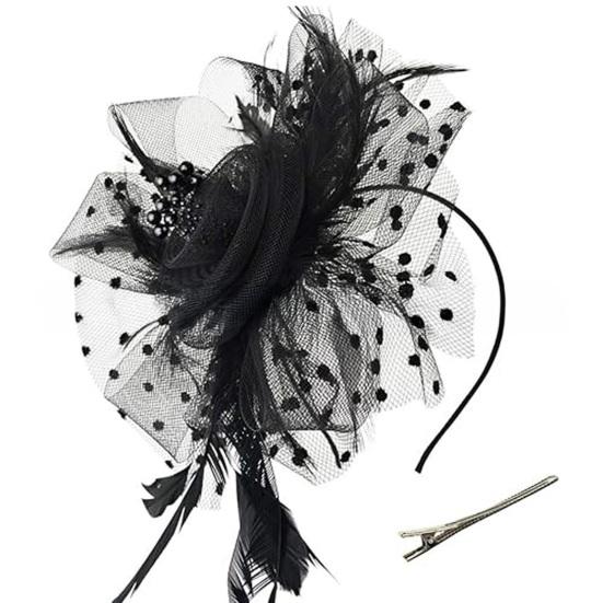 Girls Hoop Bridal Elastic Design Feather Hair Floral Hairpin Flower Headdress