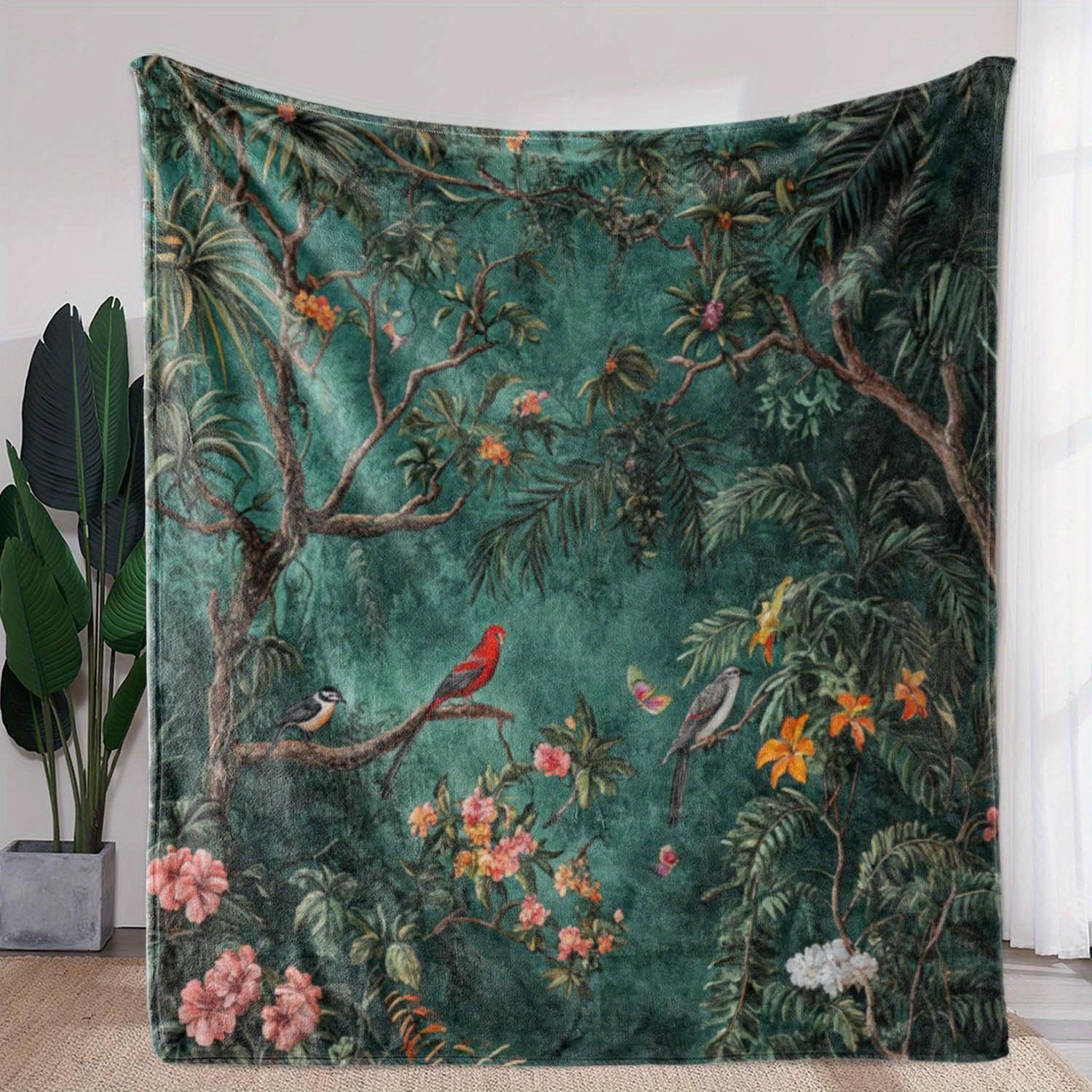 Tropical Monstera Leaf Blanket - Flannel Printed Throw 75X95CM