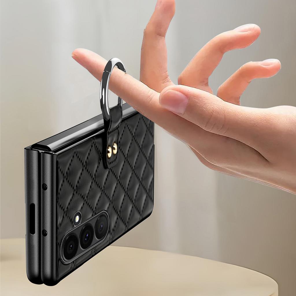 Pro Samsung Galaxy Z Fold7 5G Pouzdro Kosočtvercová Mřížka Kryt na Telefon s Fólií z Tvrzeného Skla