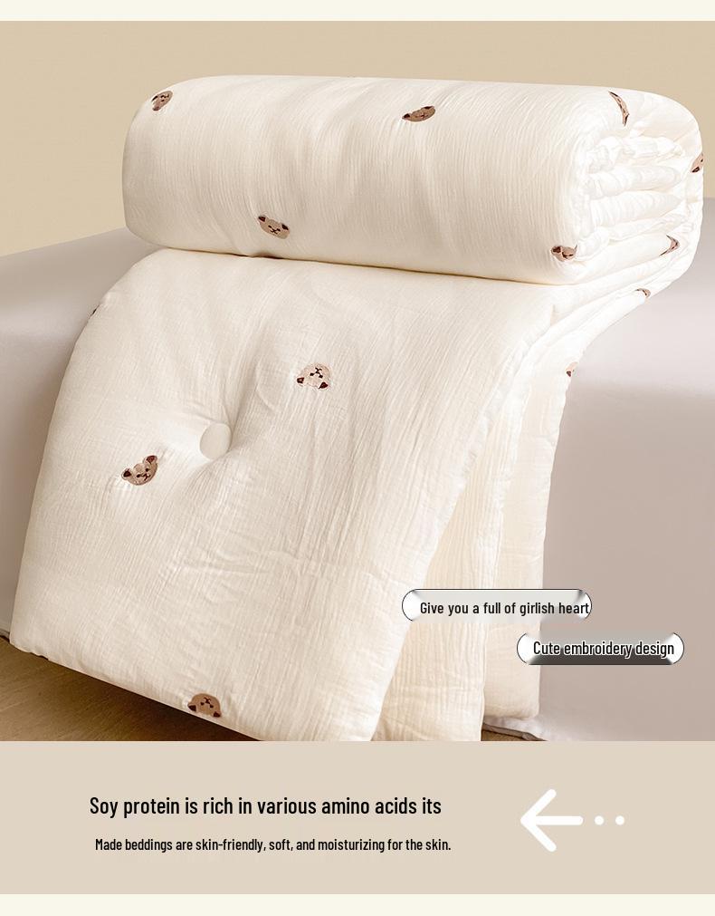 Edredom de Gaze de Camada Dupla de Fibra de Soja - Quente Inverno, Primavera/Outono, Edredom de Algodão Infantil e Inserção de Edredom Fresco de Verão