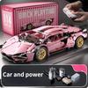 1:14 Auto Sportiva Rosa Giocattolo Radiocomandato Giocattolo da Costruzione Regalo di Compleanno Modello Auto Sportiva MOC (1314+ particelle)