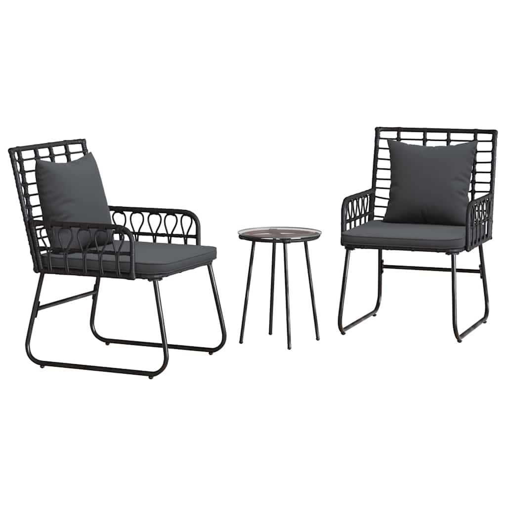 Garden Dining Set 3 pcs Black and Anthracite Poly Rattan