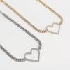 Women European Minimalist Light Luxury Design Clavicle Choker Full Rhinestone Heart Sweet Personality Necklace For Women