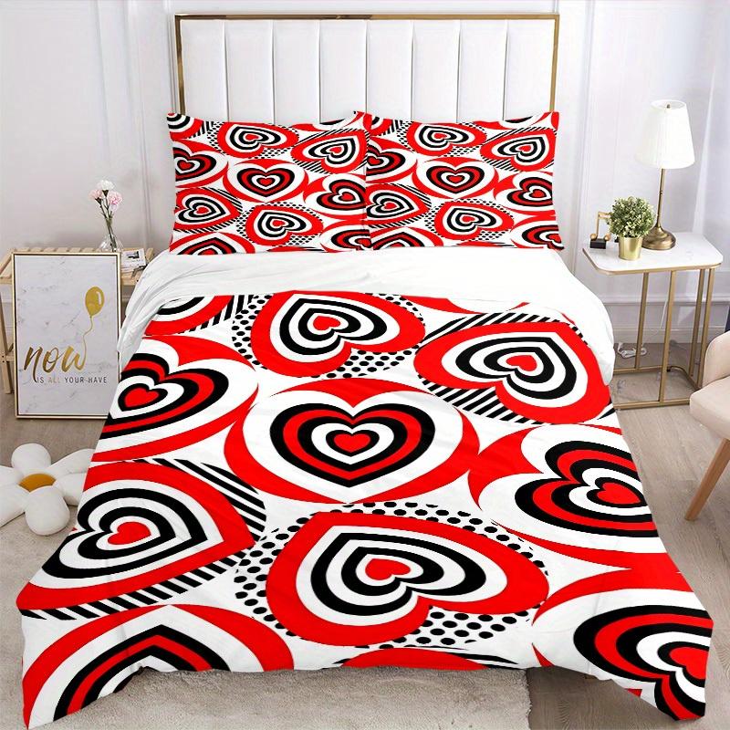3pcs Heart-patterned Bedding Set, Breathable and Soft, Suitable for All Seasons, Ideal for Home Use, Suitable for Bedroom Decor 21142