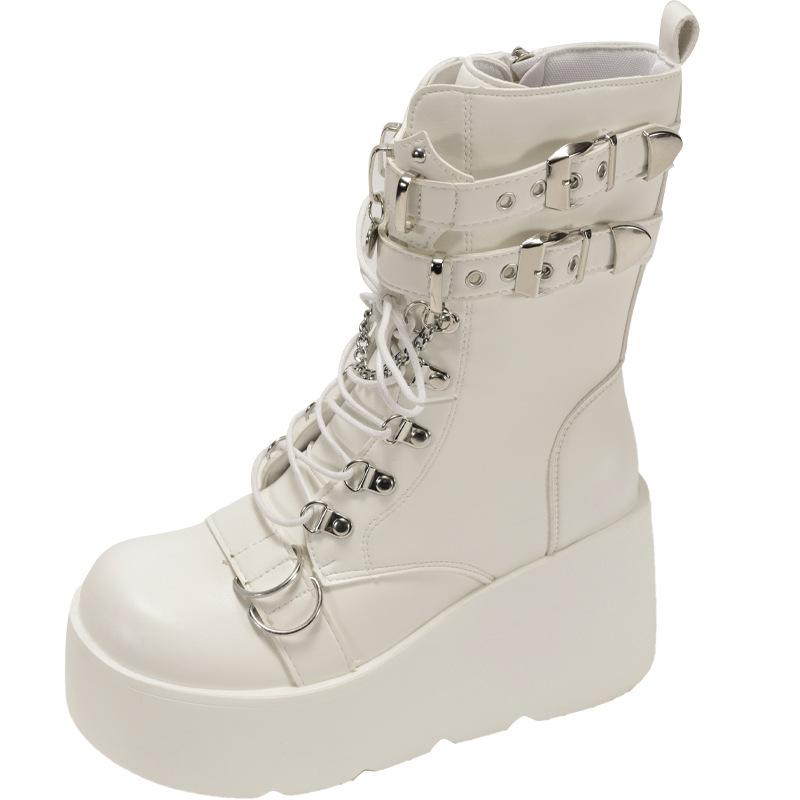 Black punk small thick-soled Martin boots women's 2025 new autumn height-increasing and thin British style short boots