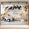Bannière de fond pour fête d'anniversaire - Ours et gâteau Conception Crush Balloon - Convient pour les mariages et les événements de cadeaux de mariage