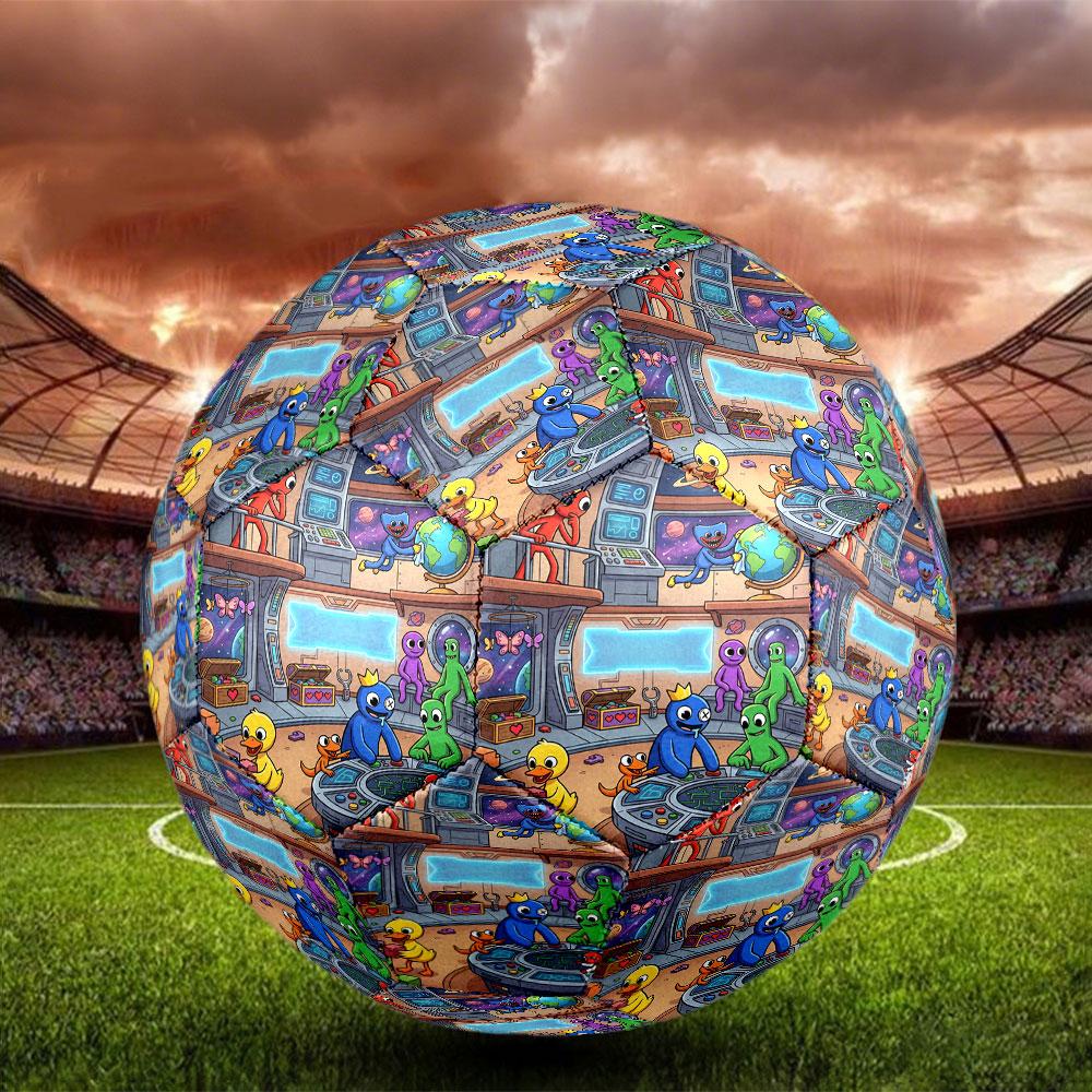 Game Rainbow Friends Print Size 5 Soccer Ball, Standard Match Football for Sports Game and Team Practice, Ideal Gift for Soccer Fans