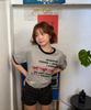 AMOU Running Horse Ringer T-Shirts Gray