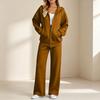 Women's Casual Two Piece Outfit with Zipper Cardigan and Long Pants for Fall Winter