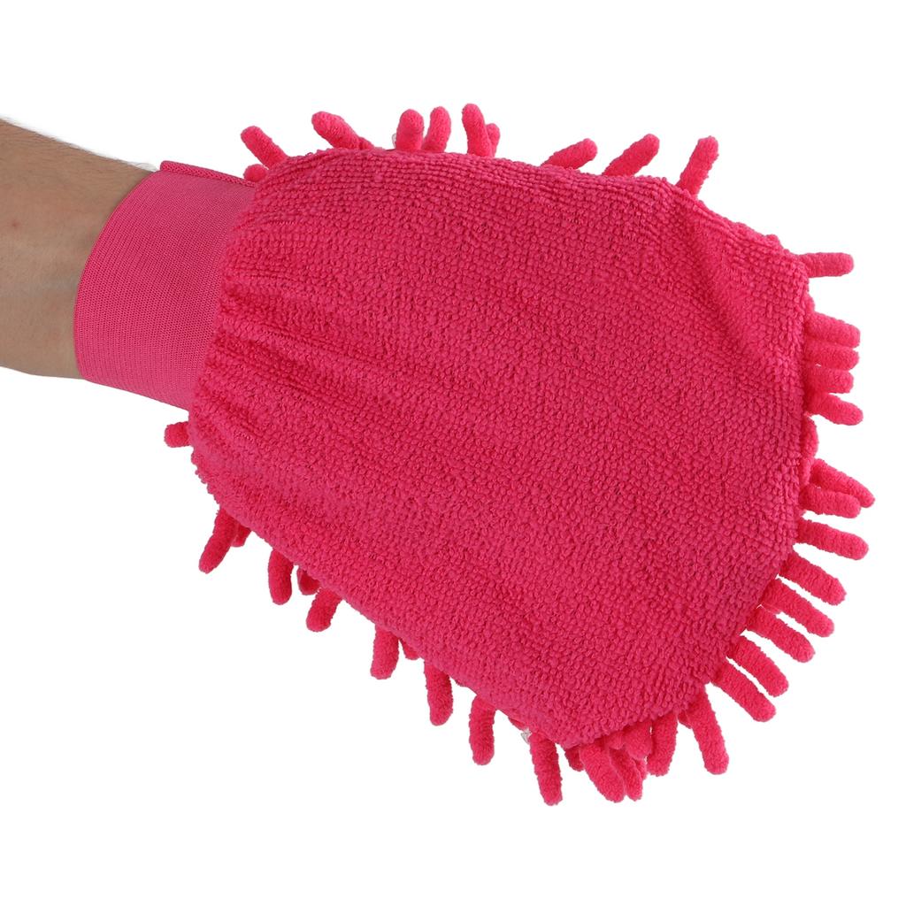 Car Wash Mitt Scratch Free Double Sided Chenille Pink Soft Washing Glove for Vehicle Cleaning