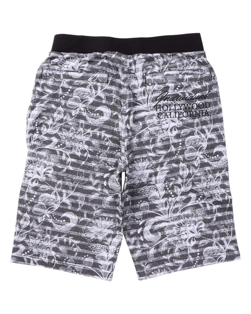 Brushed Flower Print Mini Fleece Shorts Unisex Surfing Casual Wear Half Pants Trousers Summer Clothes 262G1905 Black L [Gatcha] All-Over Men's