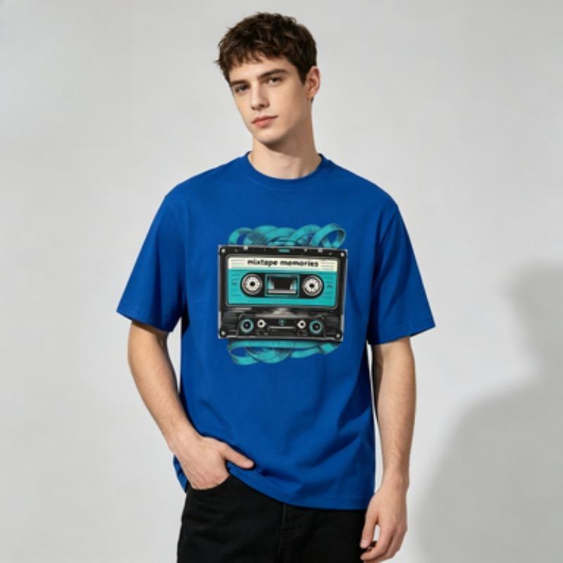 Unisex 100 Cotton Retro Music T Shirt Mixtape Memories Cassette Tape Graphic Print Short Sleeve Vintage Male Street Tees