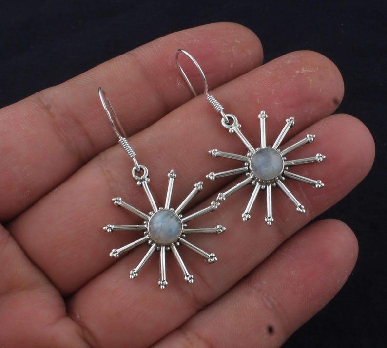 

Solid 925 Sterling Silver Moonstone Gemstone Handmade Designer Earring Statement Earring