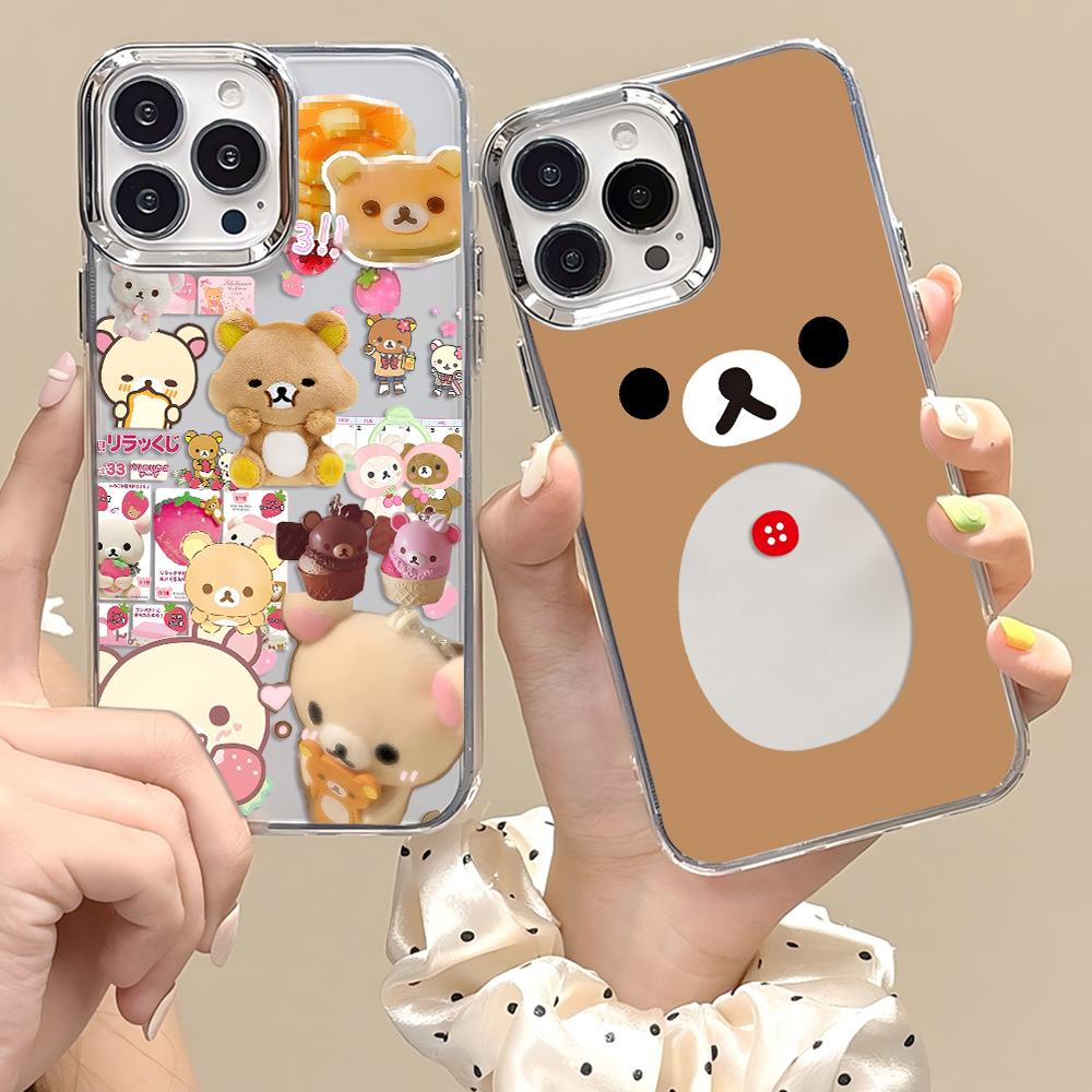 Cartoon Phone Case for Samsung Galaxy S25 S24 S23 S22 S21 S20 Note20 FE Ultra Edge Plus 4G 5G Transparent Soft Cover R-Rilakkuma
