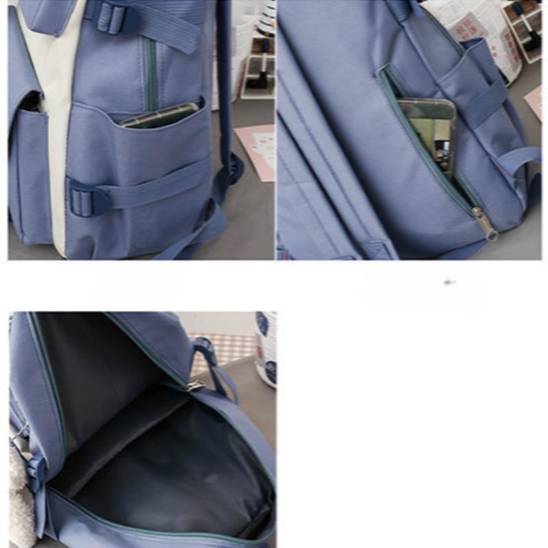 New Set Backpack for Girls Lovely Elementary School Students College Large Capacity Small Fresh Fashionable Backpack