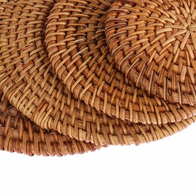 Placemats Kitchen Handmade Bowl Pad Table Padding Cup Mats Rattan Coasters