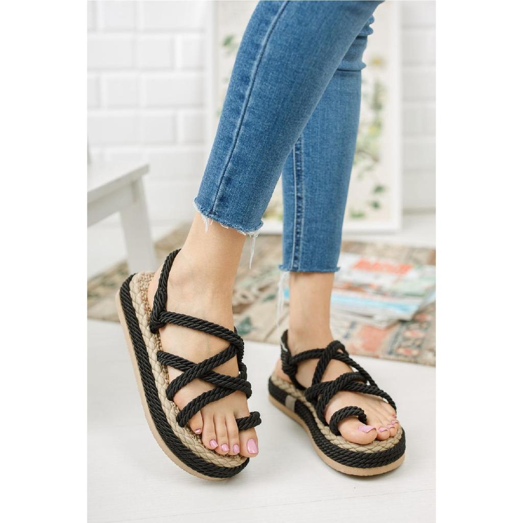 Femeie frânghie de nurcă cu șiruri covorașe de podea înalte Sandale Hsd2022