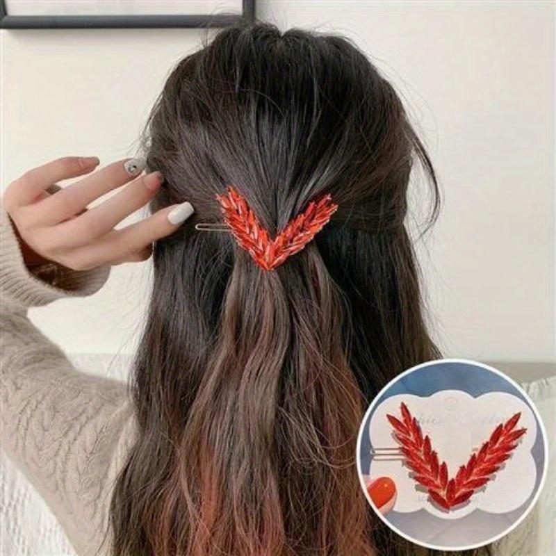 

Luxury Shining Hair Clip for Women Korean Fashion V Shape Buckle Hairpins s Hair Accessories Headwear Party Gift красный