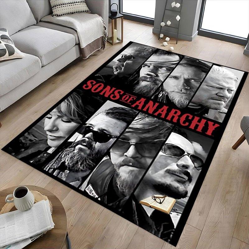 1pc Sons of Anarchy Themed Office Carpet Chair Mats - Durable Polyester Rug for Home Theater, Office, Dorm Room Decor - tA01