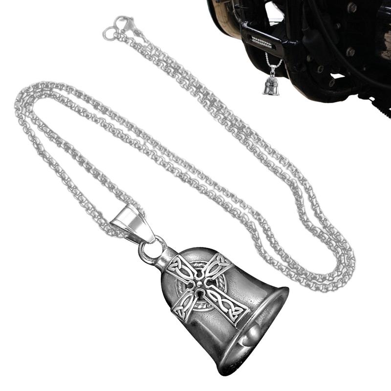 Fashion Motorcycle Biker Good Lucky Bell Pendant Motorcycle Bell Necklace For Men Women Biker Lucky Bell Jewelry With Chain