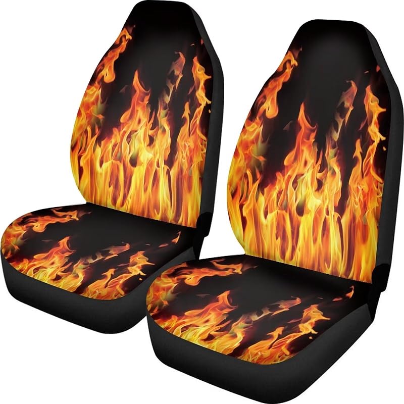 INSTANTARTS 2 PCS Mandala Car Seat Covers Boho Lotus Print Front Auto Seat Cover,Car Bucket Seats Protector Covers Universal fit for SUV Sedan Van