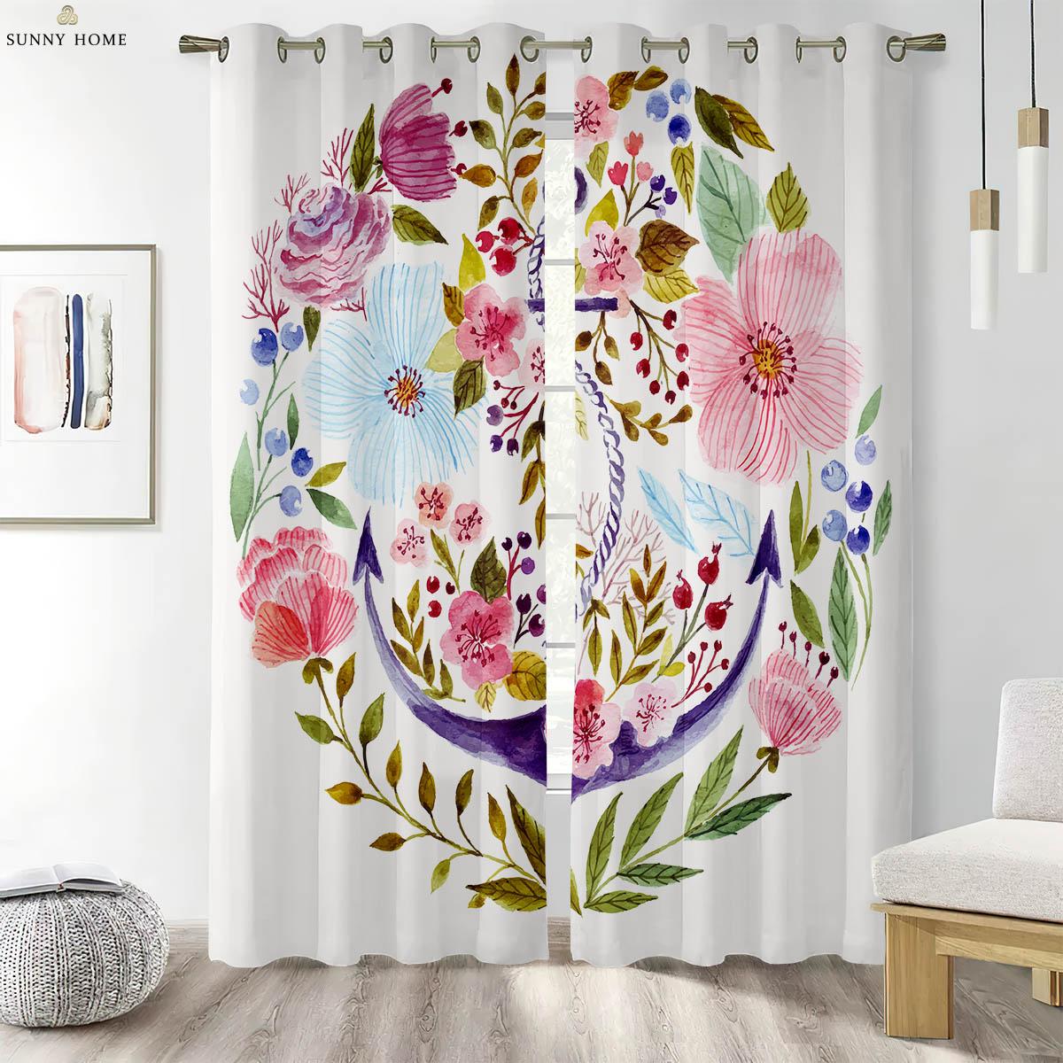 

Vintage Floral Print Print Print Window Curtains Living Space Study Kitchen Area Bedroom Space Window Curtains Can Be Customized Simple To Wash W50xH140(CM)x2PCS&Rod pocket
