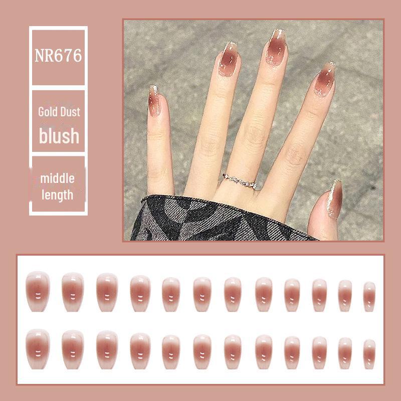 Medium & Long Rectangular T-Shaped Wearable French Cartoon Nail Art Patches - One Size Fake Nails