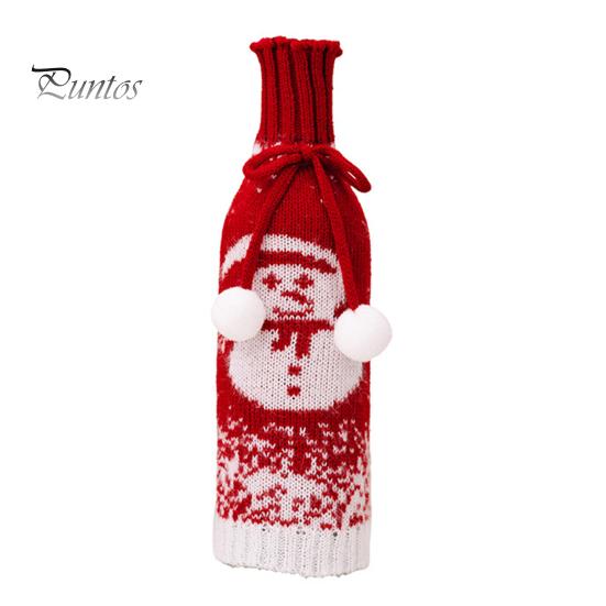 Wine Bottle Cover Soft Wear Resistant Santa Claus Snowman Christmas-themed Champagne Bottle Cover Knitted Wine Bottle Wrap