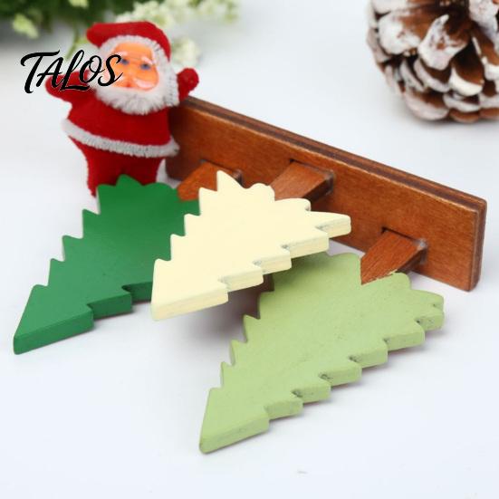 Decorative Table Sign Wooden Christmas Tree Sign, 3 Colors Pine with Tabletop Accent Base, Rustic Xmas Desktop Decoration for Holiday Party Festival