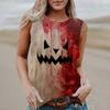 Dame Rund Hals Casual Ermeløs Halloween Trykket Vest T-skjorte Topp
