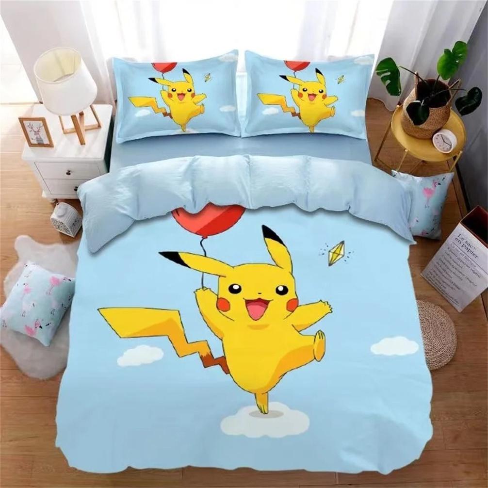 3D Printed Pokmon Pokemon Bedding Set For Kids Pikachu Duvet Cover Anime Quilt Duvet Pillowcase for Children and Adults