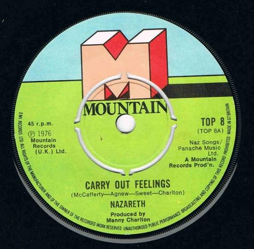 

7inch Record NAZARETH - Carry Out Feelings TOP8 Mountain 1976 UK Rock Used