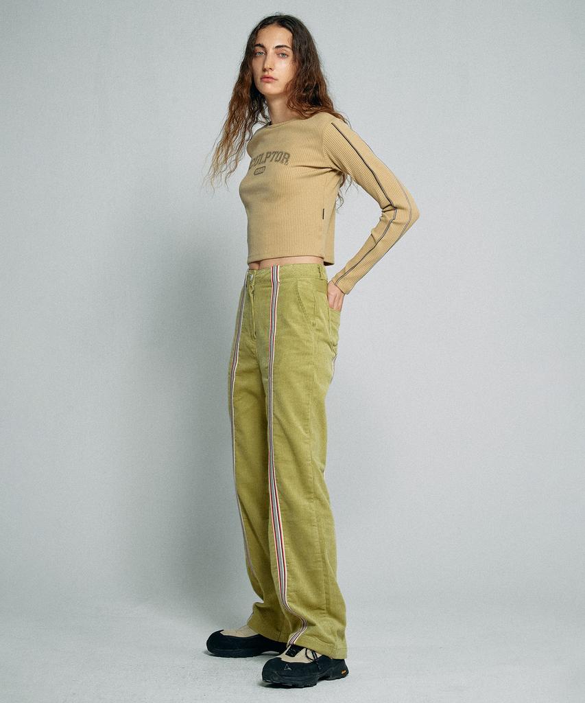 SCULPTOR Taped Corduroy Beach Pants Lime