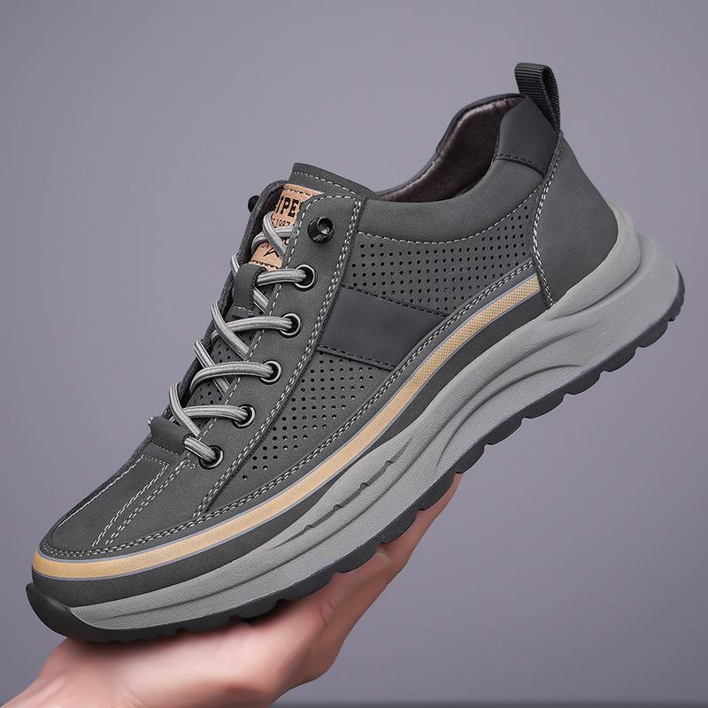 Spring New Shoes for Men Leather Casual Shoes Breathable Microporous Leisure Sport Shoes Youth Street Cool Sneaker