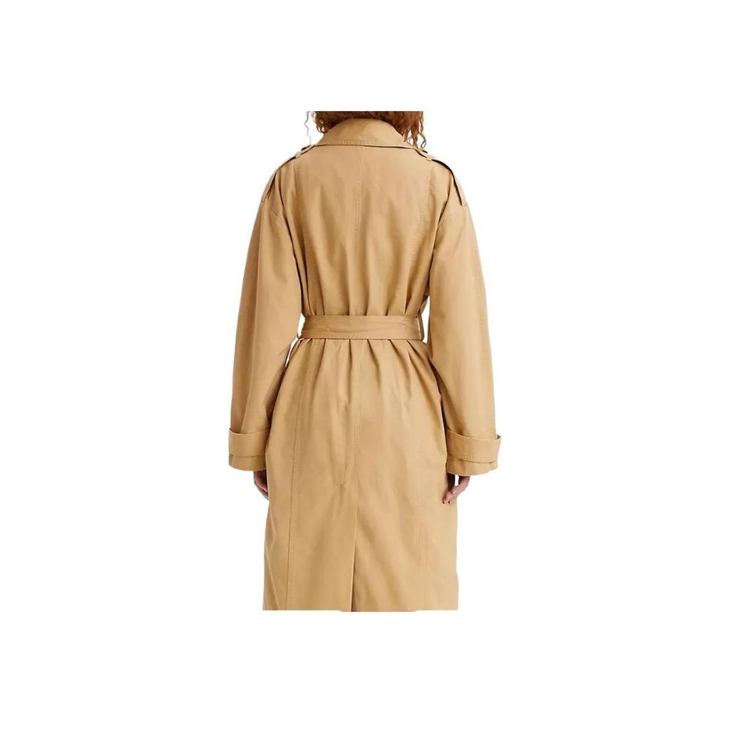 Levis FW22 Solid Color Double-Breasted Mid-Length Trench Coat Women Coats Khaki A3244-0001