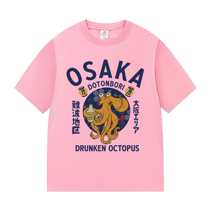Japanese Osaka Dotonbori Drunken Octopus Food Lover Funny Graphic Tee Shirt Mens Women Fashion High Quality Cotton TShirts Tops