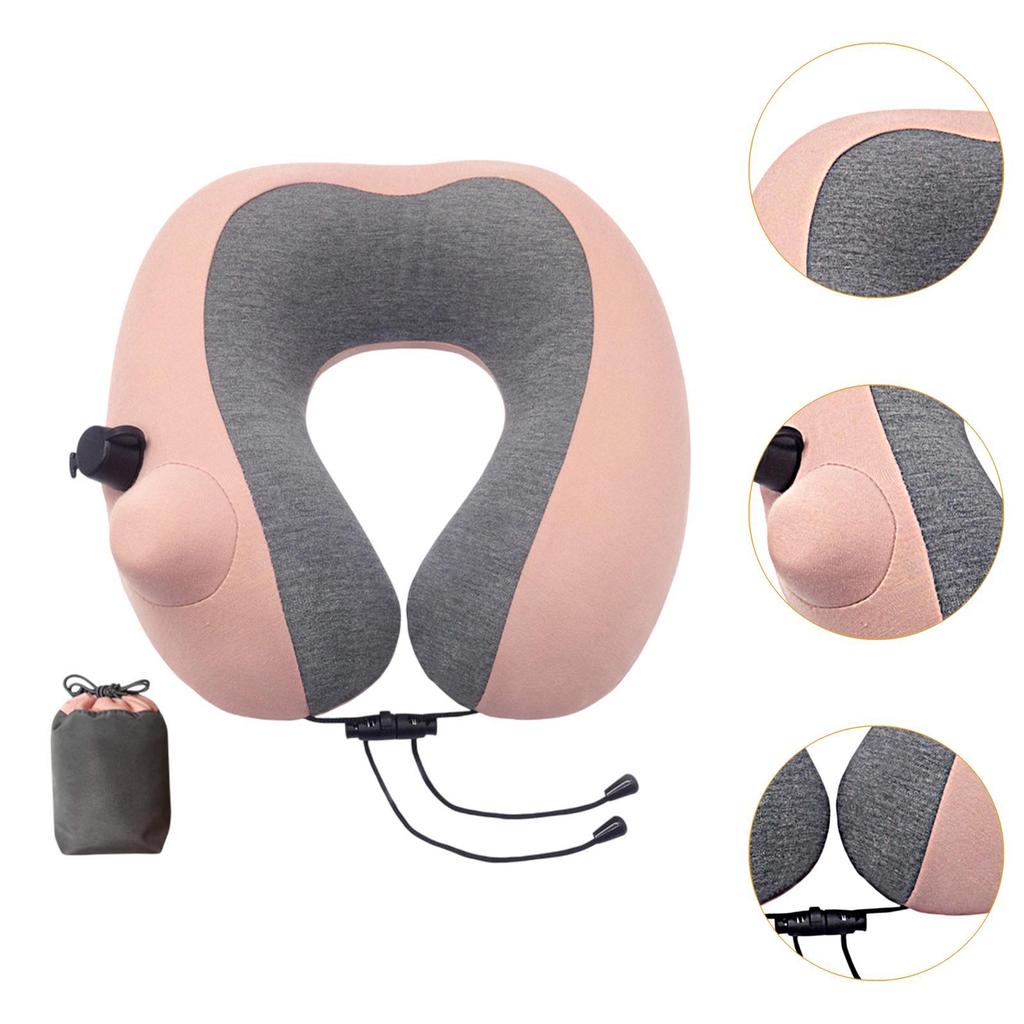 Inflatable Travel Pillow for Airplane 11.81inchx11.42inchx3.94inch Portable Soft Flying Reading Washable Cover for Train Driving