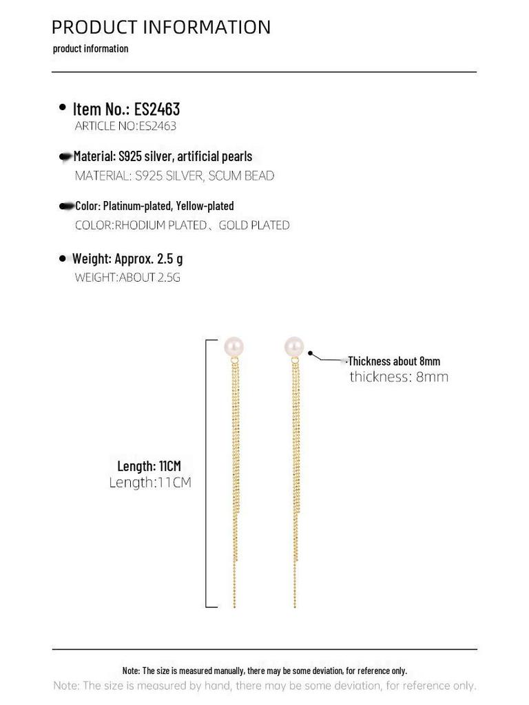 Banyan Tree S925 Silver Long Pearl Tassel Earrings for Women