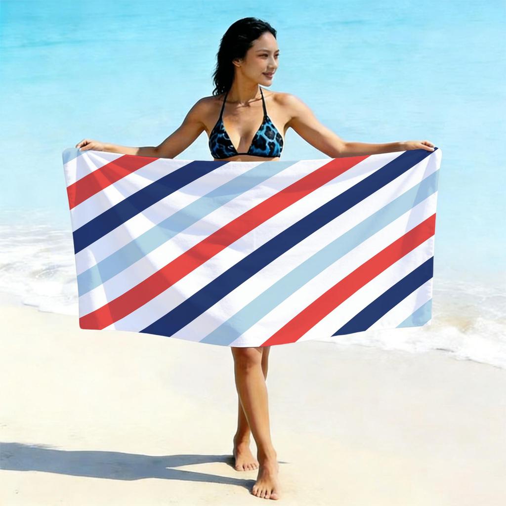Ultra-Absorbent Striped Beach & Bath Towel - Thick, Soft, Microfiber