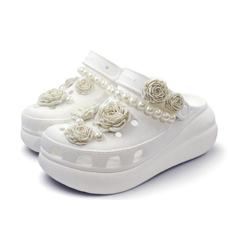 Crocs Crush Clog EIGHT% Mountain Wild Gardenia Pearl Comfortable Hole Shoes Unisex White