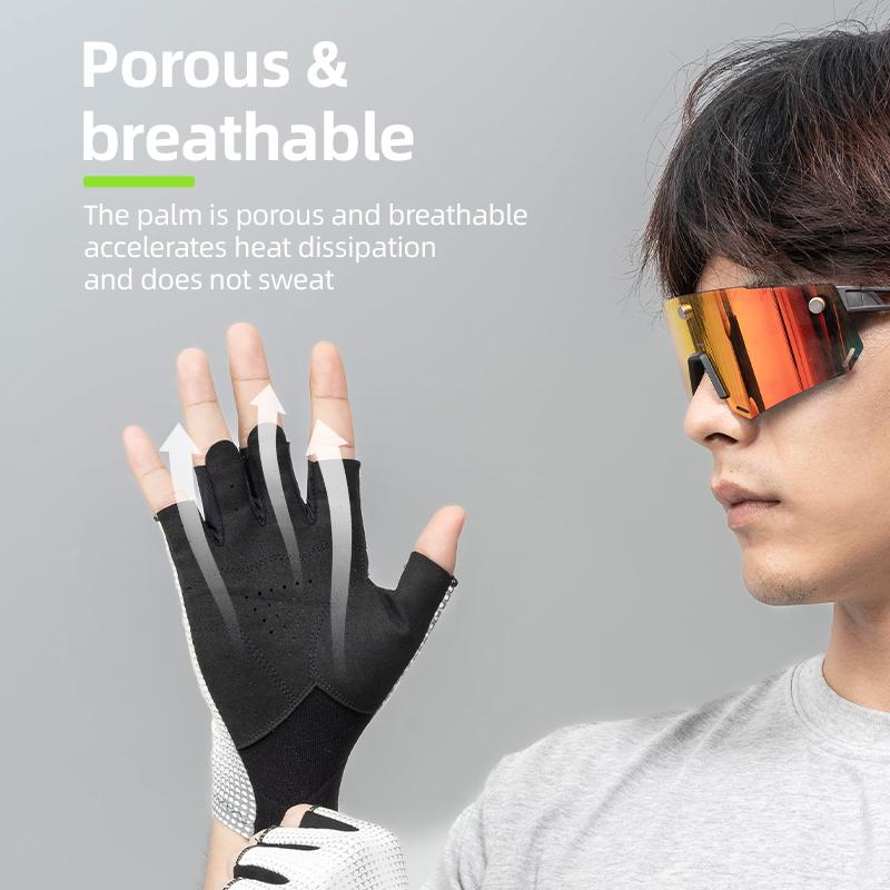 Rockbros Half Finger Gloves Summer Bicycle Gloves Anti-Slip Shock-Absorbing Cycling Fingerless Breathable Gym Gloves