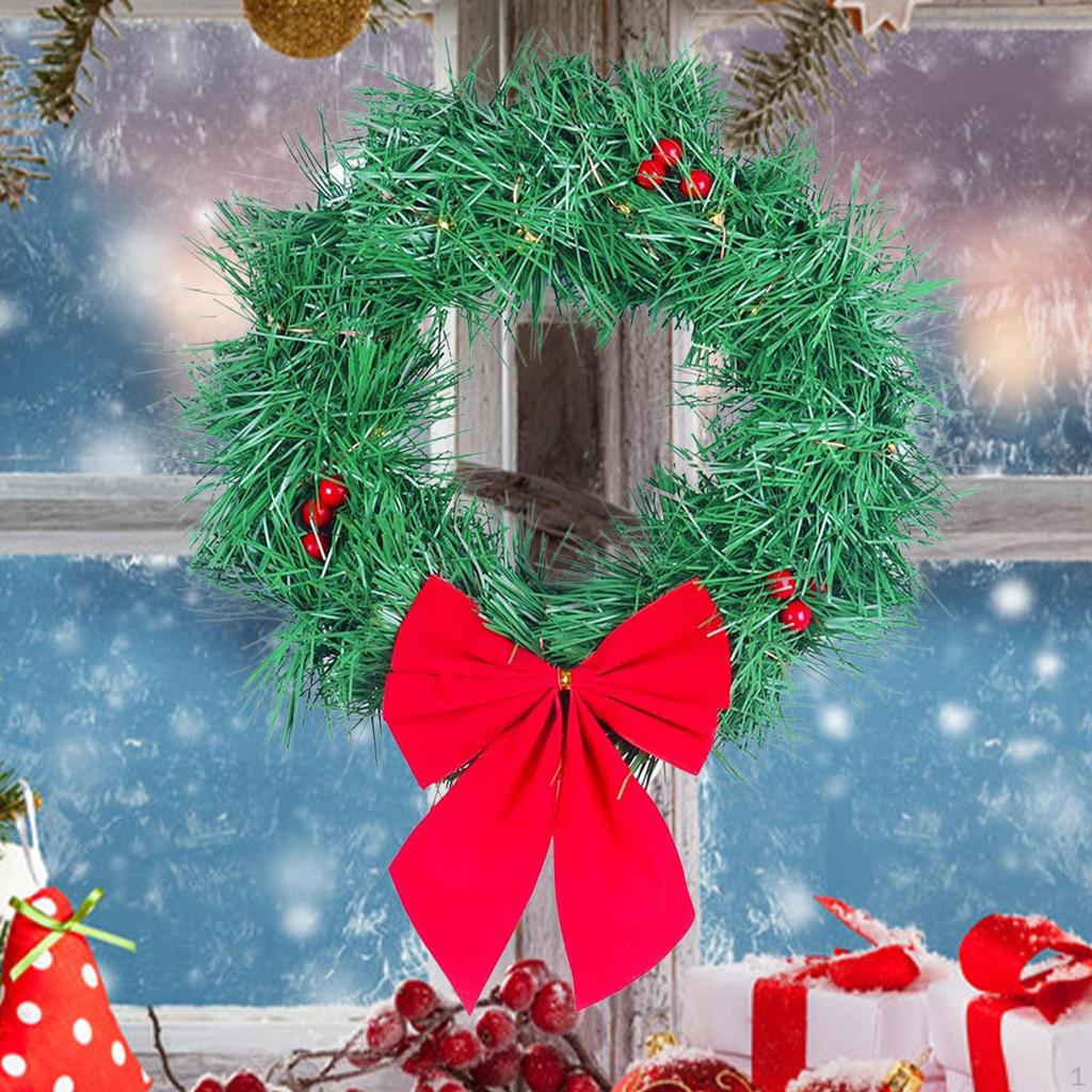 Christmas Car Wreath with Lights and Bowknot SUV Accessories, LED for Fireplace