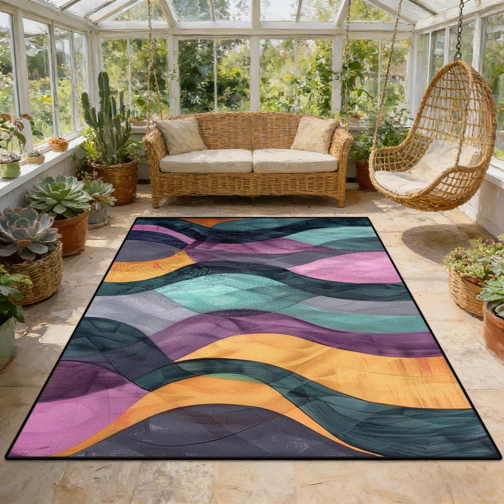 Modern Abstract Geometric Fluffy Sunroom Rug Living Room Decoration Aesthetic Antiskid Carpet Big Size Easy Clean Soft Floor Mat