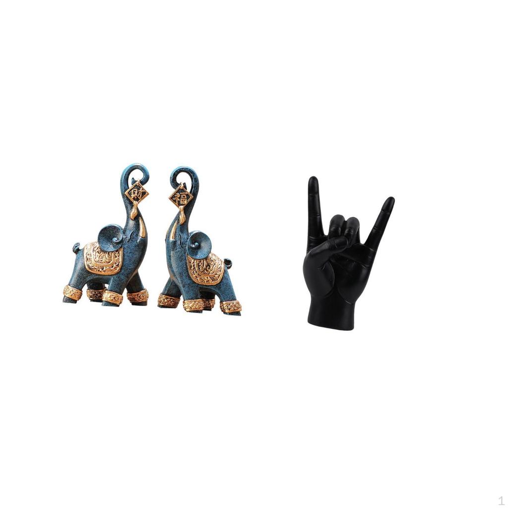 Modern Resin Elephant And Rock Hand Gesture Sculpture Set Creative Art Figurine Ornaments for Home