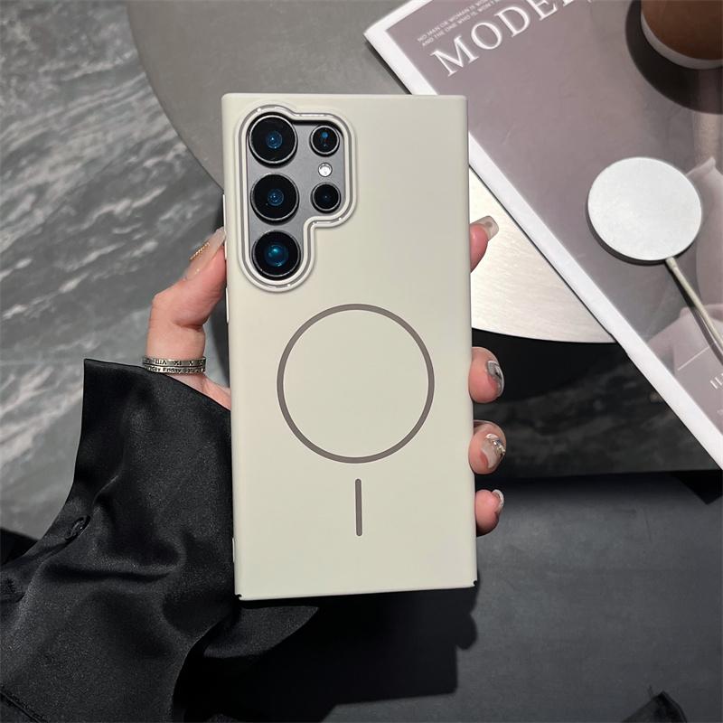Ultra Thin Matte Magsafe Phone Case for Samsung Galaxy S25 S24 S23 Ultra Plus Contrast Color Lens Shockproof Magnetic PC Cover